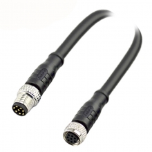 Cable Assembly, A Code - M8 8pins A code male to female straight molded cable, unshielded, PVC, -10°C~+80°C, 26AWG 0.14mm²